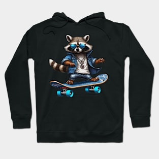 a racoon riding a skateboard wearing sunglasses Hoodie